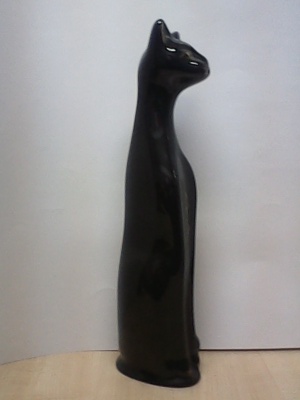 Статуэтка "Кошка" большая, чёрная, глянец