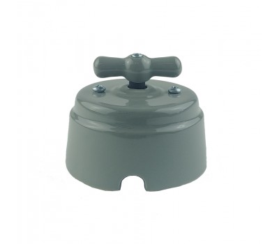 Ретро выключатель поворотный керамический серый Арбат