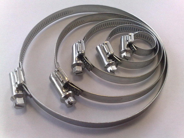 Хомуты стал. оцинк., шир. ленты 8мм, 10-16мм