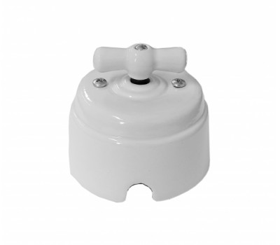 Ретро выключатель поворотный керамический белый Арбат