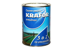 Грунт-эмаль по ржавчине желтая 1кг "Krafor"