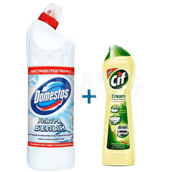 Чистящее ср-во для туалета Domestos 500мл+Cif крем 500мл