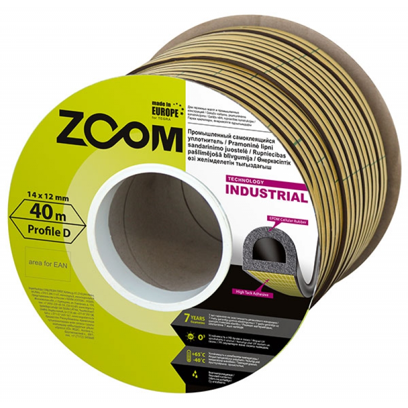 Уплотнитель резин. Zoom D 14*12 чёрный дверной
