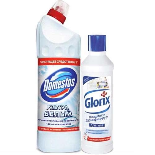 Чистящее ср-во для туалета Domestos 1л+Glorix 500мл